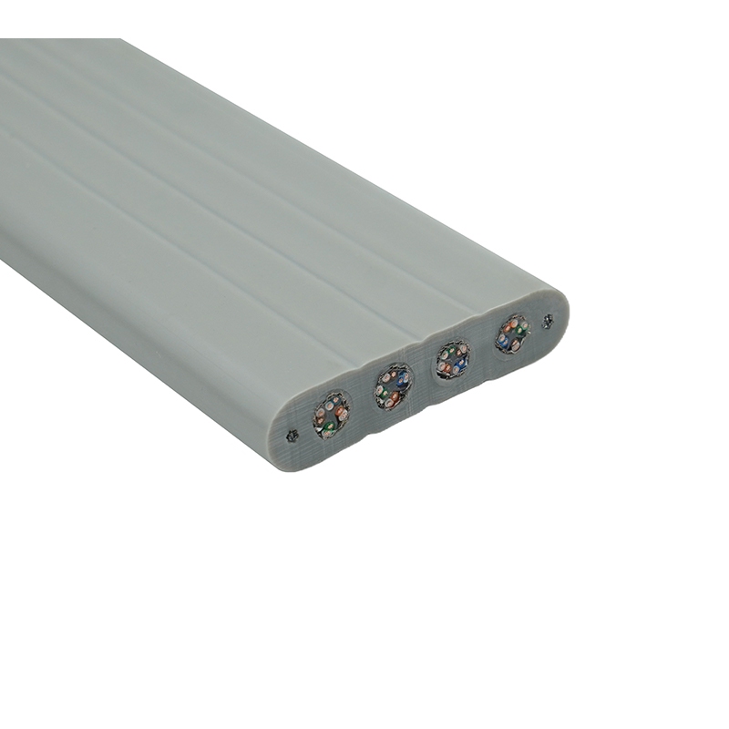 Hiss platt kabel med ståltråd och 4 Cat6 patch-kablar