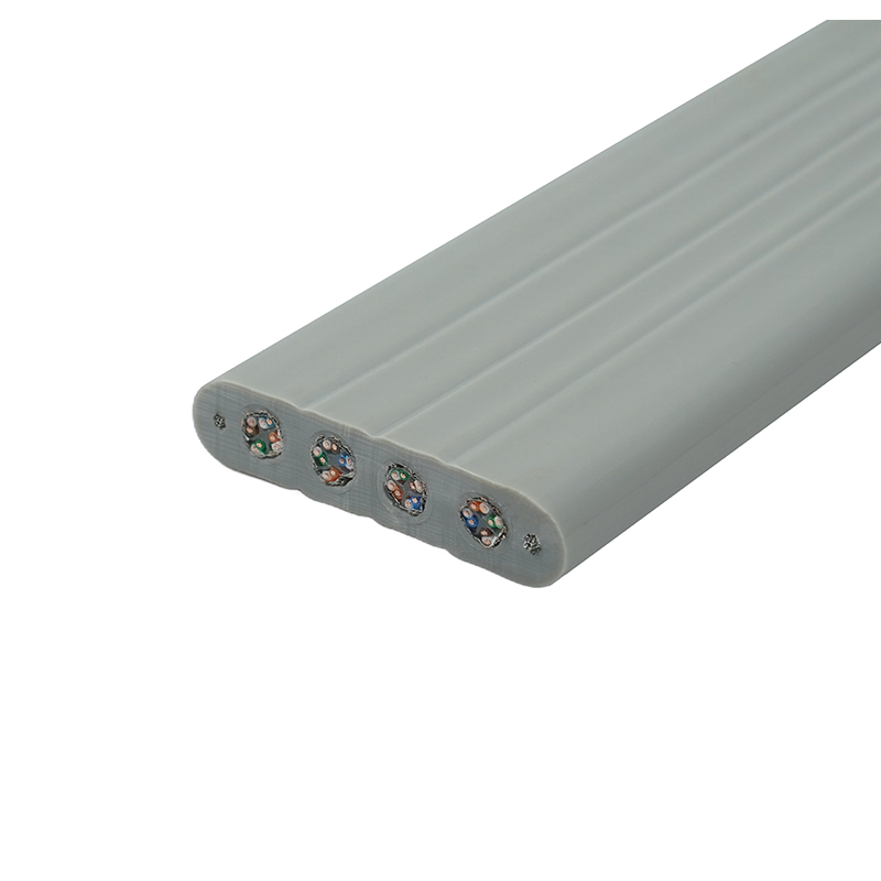 Hiss platt kabel med ståltråd och 4 Cat6 patch-kablar