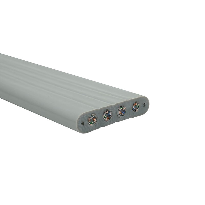 Hiss platt kabel med ståltråd och 4 Cat6 patch-kablar