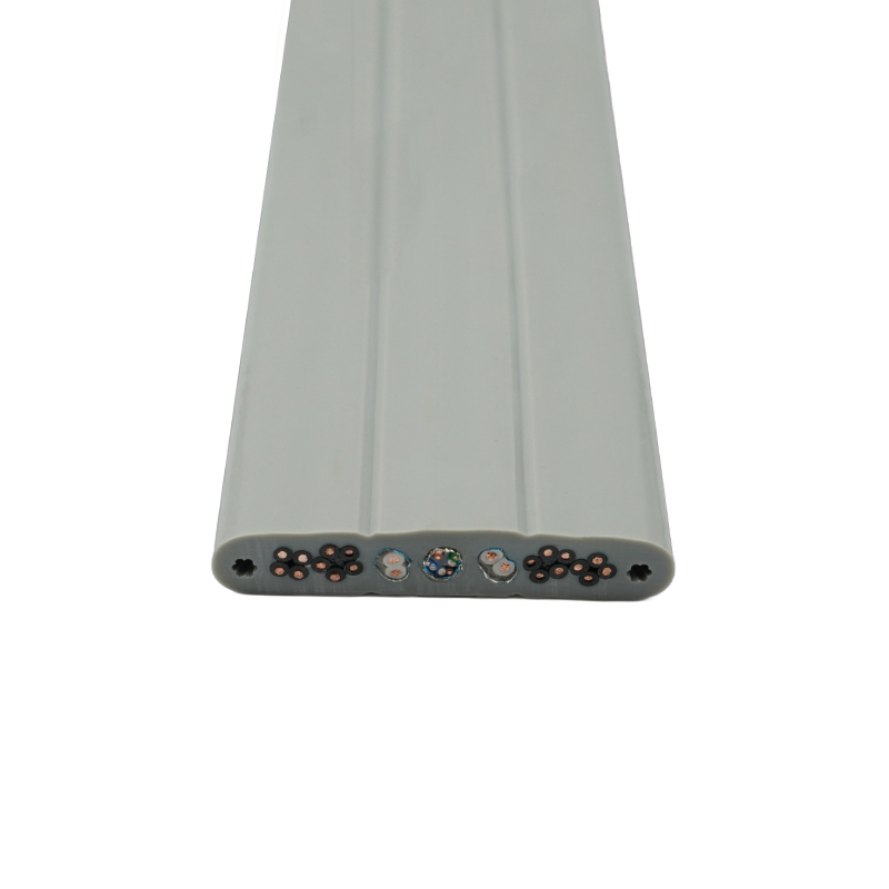 Kopparkärna PVC-isolerad PVC-mantel Hiss platt kabel med ståltråd