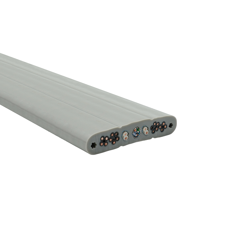 Kopparkärna PVC-isolerad PVC-mantel Hiss platt kabel med ståltråd