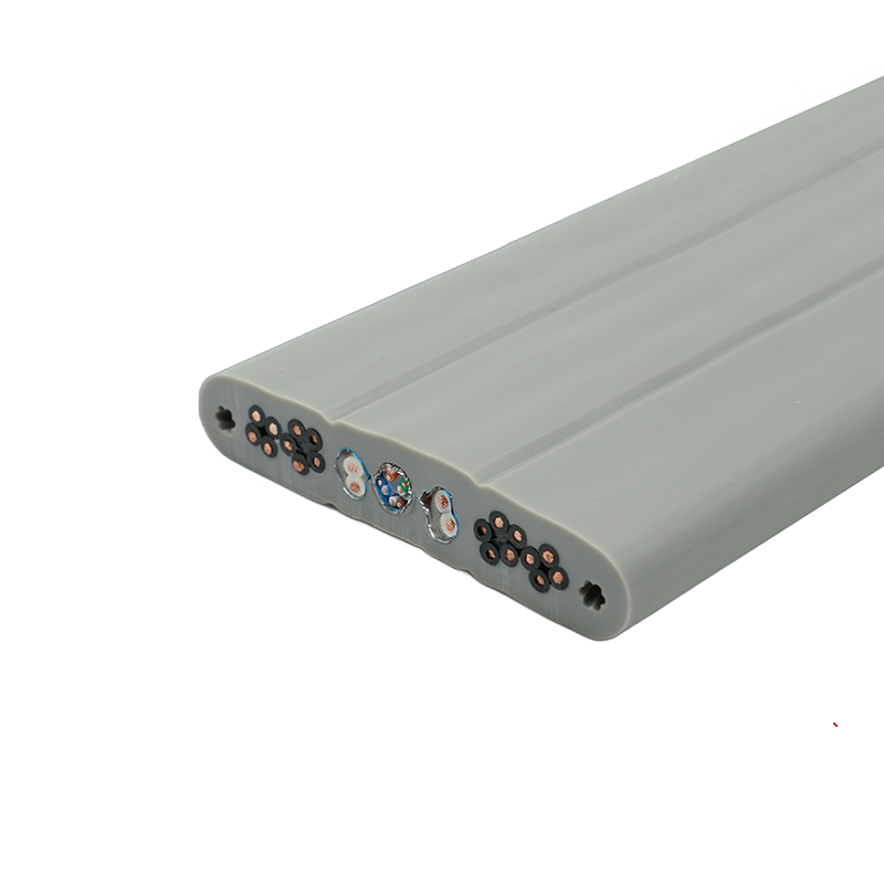 Kopparkärna PVC-isolerad PVC-mantel Hiss platt kabel med ståltråd