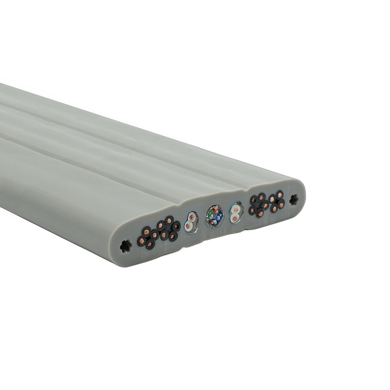 Kopparkärna PVC-isolerad PVC-mantel Hiss platt kabel med ståltråd